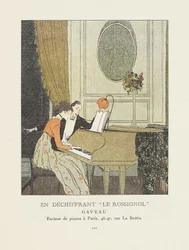 "Deciphering" Le Rossignol, "" anúncio do La Gazette du Bon Ton, pub. 1914