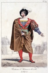 Gravação de um homem da cidade disfarçado por volta de 1545.