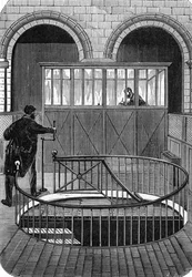 Entrada das caves do Banco de França em Paris no século XIX (cave do Banco de França em Paris) (gravura)