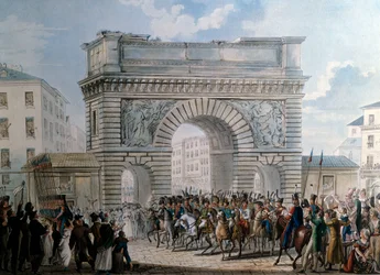 Entrada dos aliados em Paris pelo desfile de Porte Saint Martin em 31/03/1814 Rei Luís XVIII (1755-1824). Impressão a partir de 1814. Paris, Musee Carnavalet