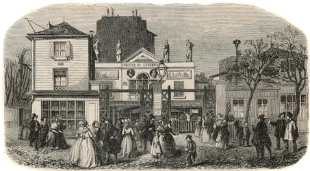 Entre o teatro luxemburguês Bobino no século XIX - Gravura em "Tableau-de-Paris" de Edmond Texier 1852