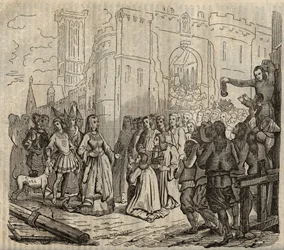 Entrada de Anne de Bretagne (1477-1514) em Morlaix - Entrada de Anne de Brittany em Morlaix - gravura - 1838