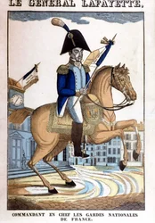 Retrato equestre do general La Fayette (Lafayette), comandante-chefe da Guarda Nacional de França