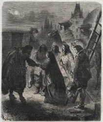 Fuga de Marie de Medicis (1573-1642) (Maria de Medici) do castelo de Blois em 22 de fevereiro