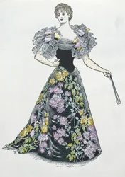 Vestido de noite com motivo de crisântemo, 1894