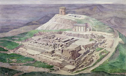 Escavação das ruínas do templo Galo-Romano de Mercúrio em 1876 (aguarela)