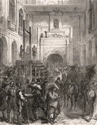 Execução do marechal Henri II de Montmorency (Montmorenci) (1595-1632) em Toulouse, em 1632. Gravura em "Histoire De France En Cent Paintings de Paul Lehugeur "1891.
