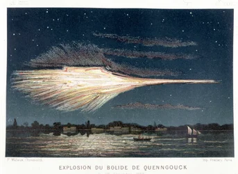 Explosão do bólide Quenngouck (meteorito) em 27 de Dezembro de 1857 - em "Le Ciel" de Amédée Guillemin, Paris