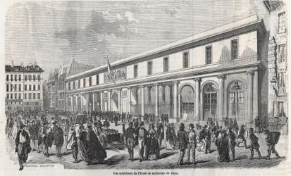 Vista exterior da Escola de Medicina de Paris - Gravura em "Tableau-de-Paris" de Edmond Texier 1852