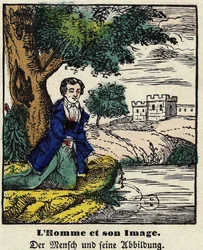 Fables de La Fontaine: o homem e a sua imagem. Imagem de Epinal, primeira metade do século XIX.