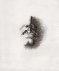 O rosto de um homem. (desenho, por volta de 1830)
