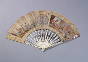 Fã com ilustrações da Condessa de Cagliostro, c.1786 (guache sobre papel e marfim)