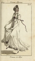 Mulher da moda a dançar com um vestido de baile
