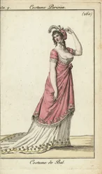 Mulher da moda em vestido de baile de luxo, Paris