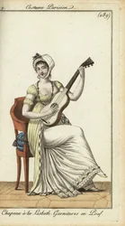 Mulher da moda a tocar guitarra