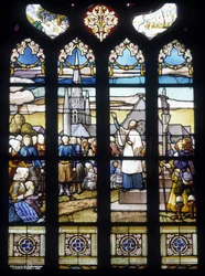 Padre Maunoir pregando em Kerlas a grande missão de 1658 - vitrais da igreja de Saint Germain em Kerlaz