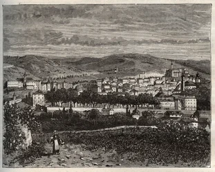 Figeac - Lote, na região de Midi-Pyrenees - gravura em "La France illustree: geography, history, statistical administration" de V.A. Malt-Brown. 1884
