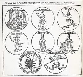 Figuras dos 7 planetas para gravar nos talismãs de aracelsus
