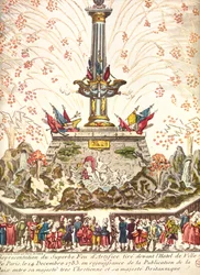 Fogos de artifício em frente ao Hotel de Ville em Paris celebrando a paz de Versalhes, 14 de dezembro de 1783