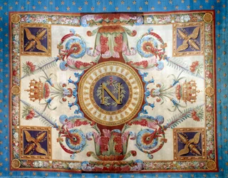 Primeiro império: tapete da sala do trono no Palais des Tuileries fabricado pela fábrica de sabão. Sol 7,80 x 6,40 m. 1809 Malmaison, musee du chateau