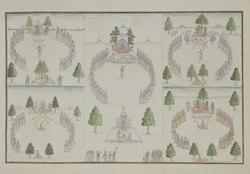 Cinco Cultos Hindus: Shiva, Krishna, Vishnu, Brahma e Deusa Mãe do Álbum Gentil, publicado em 1774