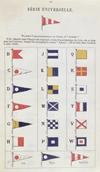 Bandeiras usadas no mar para comunicação, c.1900 (gravura colorida)