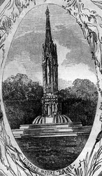 Fonte de Paris: vista da Fonte da Virgem (Fonte de Notre Dame) (cerca de 1845). Gravura em "Le Monde Illustré" n°254 de 22 de fevereiro