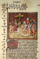 Fr.119 fol.312v Lancelot, o Cavaleiro da Carroça, 1344