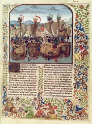 Fr 2643 f.82 Batalha de Ecluse, 24 de junho de 1340, da Crônica de Froissarts