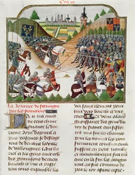 Fr 2691 f.183 Cena de batalha, da "Crónica de Carlos VII de França" de Jehan Charetier (velino)