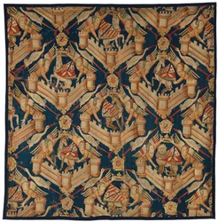 Fragmento de uma tapeçaria heráldica representando as armas de Beaufort, Turenne e Comminges, fabricada em Paris ou Arras (lã)