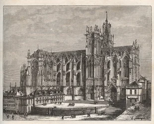 França, Lorraine, Moselle (57), Metz: La cathedrale Saint Etienne de Metz - gravura em "La France illustree: geographie, histoire, administration statistique" de V.-A. Malt-Brown. 1884
