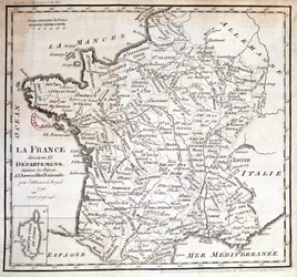 França dividida em 83 departamentos segundo os decretos da Assembleia Nacional de 1791