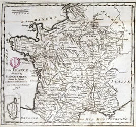França dividida em 84 departamentos na sequência dos decretos da Assembleia Nacional de 1793