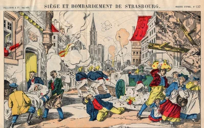 Franco Guerra Prussiana (1870-1871), a 23 de Agosto de 1871, Estrasburgo foi bombardeada e deveria render-se a 28 de Setembro. Imagens epinais