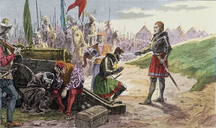 François 1st, arma Chevalier de Bayard, em Marignan - Ilustração século XIX.