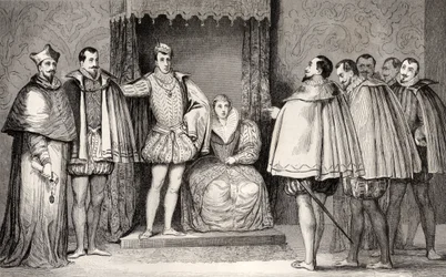 François II (1544-60) diz aos deputados parlamentares que o duque de Guise e o cardeal governarão o Estado, de &39;Histoire de France&39; de Colart, publicado em 1840.