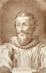 François Viete (1540-1603), ilustração da História dos Matemáticos por Alexandre Saverien (1720-1805), publicado em Paris, 1766