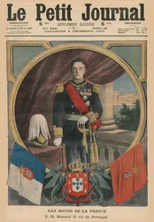 Apresentações francesas, Sua Majestade Manuel II, Rei de Portugal, ilustração da capa do &39;Le Petit Journal&39;, suplemento ilustrado, 5 de dezembro de 1909