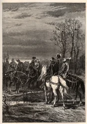 Guerras Religiosas Francesas - Outubro 1569 Guerra das Religiões - As Conversas que precederam a Batalha de Moncontour (Henri, Duque de Anjou futuro Henrique III e Gaspard II de Coligny - A Batalha de Moncontour (Outubro 1569) - gravura de "A história da F