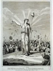 Revolução Francesa: "O liberte" Hommage à la Liberte. Gravura do século XVIII Paris, Museu Carnavalet