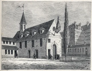 Revolução Francesa: local de encontro do clube Jacobins em Paris, antigo convento no bairro de Saint-Honore (Saint Honore). Gravura a partir de 1889. Coleção privada.