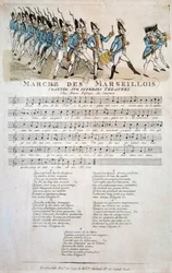 Revolução Francesa: partitura de «La marche des Marseillois» de Claude Balbastre (1724-1799), variação sobre o tema de A Marselhesa, o hino nacional francês. Novembro de 1792, Paris, Bibliothèque de l