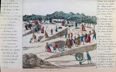 Revolução Francesa: os trabalhadores do Champs de Mars em 1789 em Paris. Paris, Museu Carnavalet