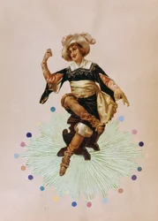 Art-deco francês, postal representando uma jovem mulher