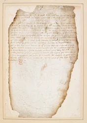 Plano de batalha francês que precede a batalha de Agincourt, elaborado pelo Marechal Boucicault, Capitão da Normandia, e outros. Entre 13 e 21 de Outubro de 1415 (tinta sobre papel)