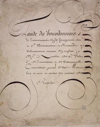Caligrafia francesa: Carta da Câmara de Contas de Louis Barbedor por volta de 1640.
