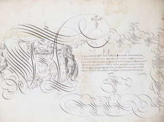 Caligrafia francesa: O jardim da escrita de Robert Vignon por volta de 1600. Biblioteca histórica da cidade de Paris.