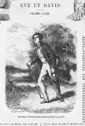 De Tours a Poitiers, Lucien de Rubempre caminhando por cinco dias, ilustração de &39;Les Illusions perdues&39; de Honoré de Balzac