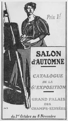 Ilustração da capa do catálogo do 6º salão dAutomne no Grand Palais, Paris, 1908